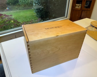 Elegant Wood Gift Box with Sliding Lid. Large box cherry wood storage box.