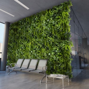 Green Living Wall Assorted Foliage Mat, Artificial Rainforest Panel