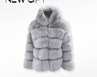 Hooded Faux Fur Coat Hooded Faux Fur Coat, Womens Coat With Big Faux Fur Hood