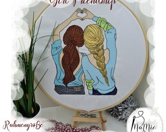 Embroidery file Girl Friendship now also for the frame size 16 x 26