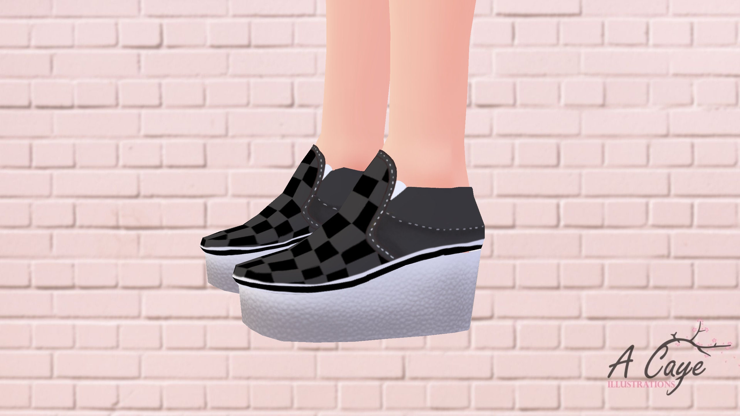 Vroid Texture for Shoes / Grey and Black Checkered Slip On | Etsy
