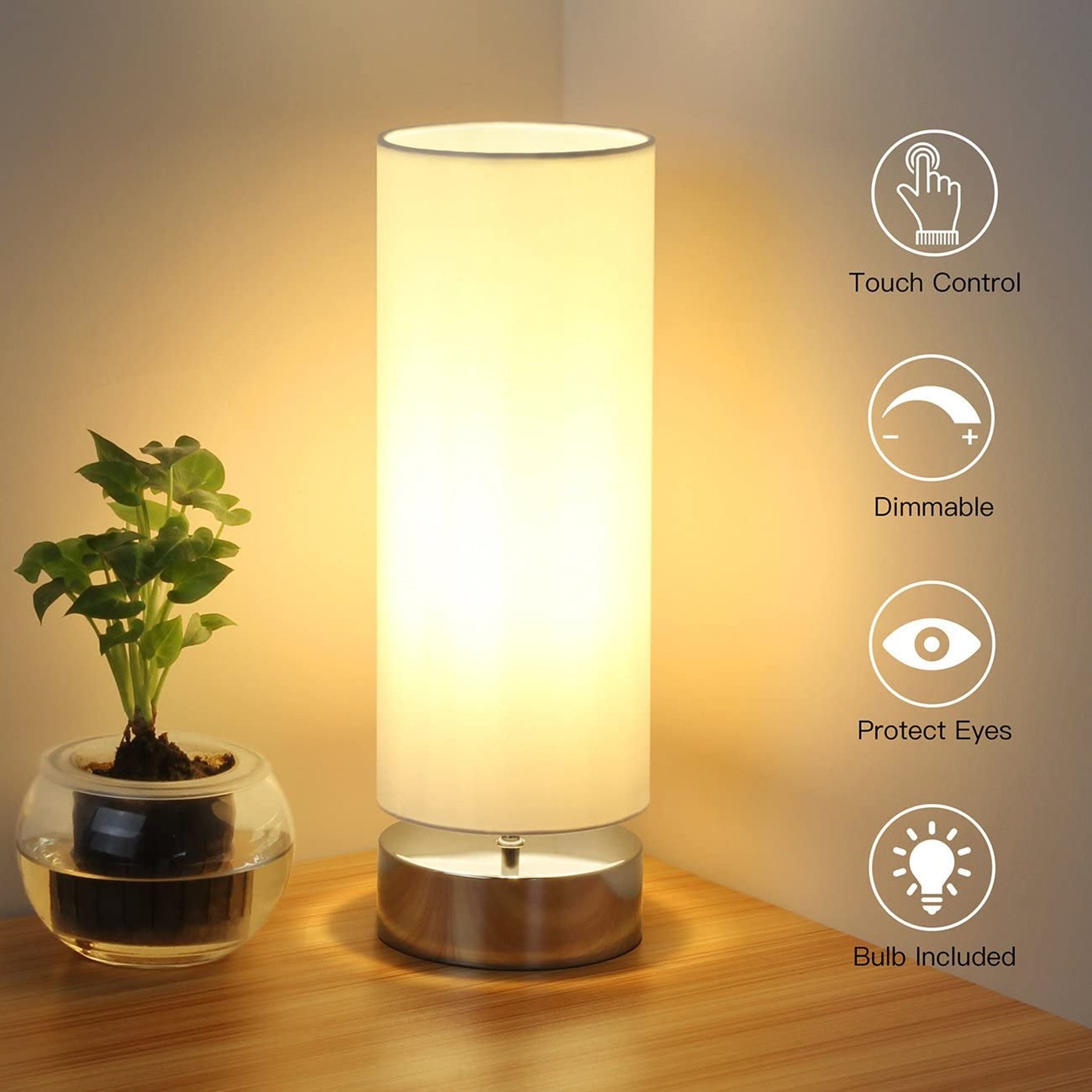3 Way Dimmable Touch Lamp White Side Table Lamp Touch Etsy