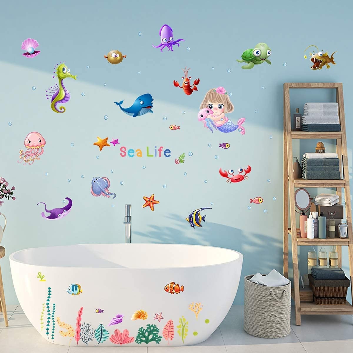 Ocean Wall Decal Under The Sea Wall Decals Pink Animal Wall Etsy
