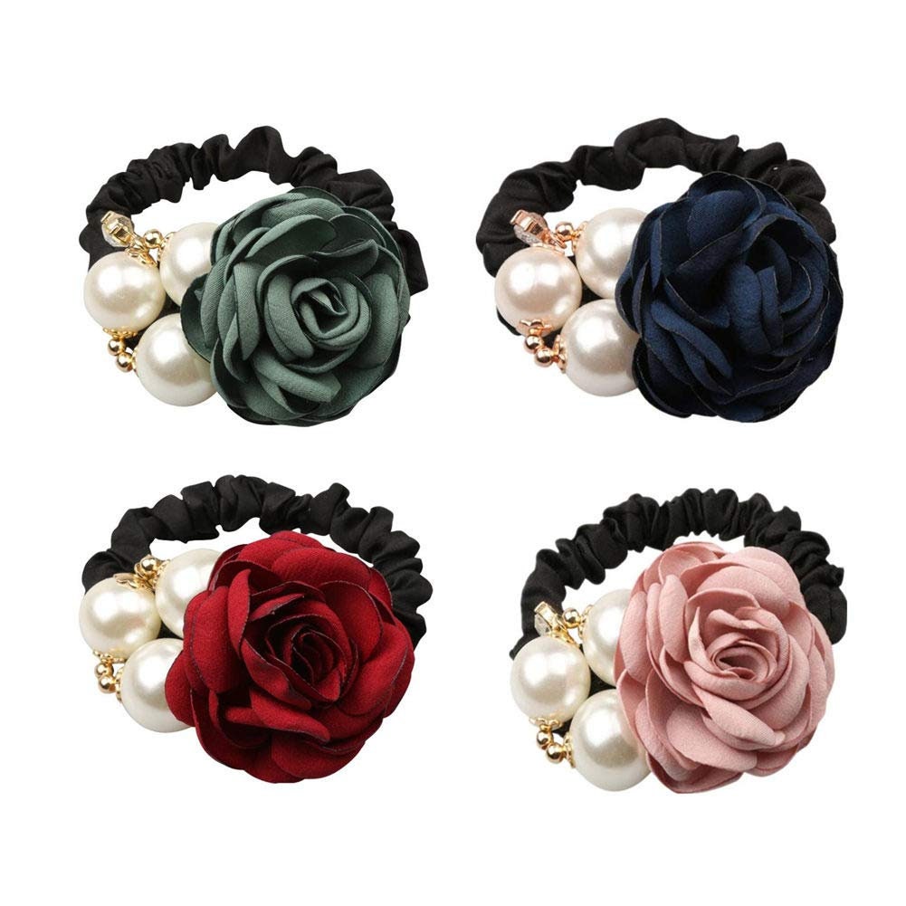 Rose Flower Hair band 4 pcs Hair Ties Korean Fashion Pearl Etsy