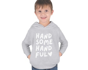 Handsome Handful Pullover Fleece Hoodie | Cute Kid's Hoodie in 12 Color Options | Sizes 2T-6T