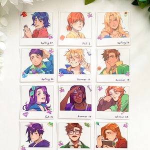 STARDEW VALLEY polaroid style sticker | clear vinyl romance-able bachelor/bachelorette/krobus stickers