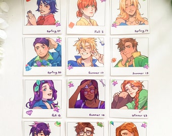 STARDEW VALLEY polaroid style sticker | clear vinyl romance-able bachelor/bachelorette/krobus stickers