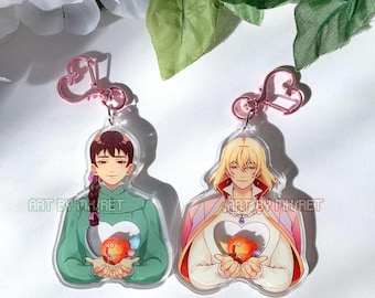 HMC acrylic shaker style charms | howl / sophie / calcifer