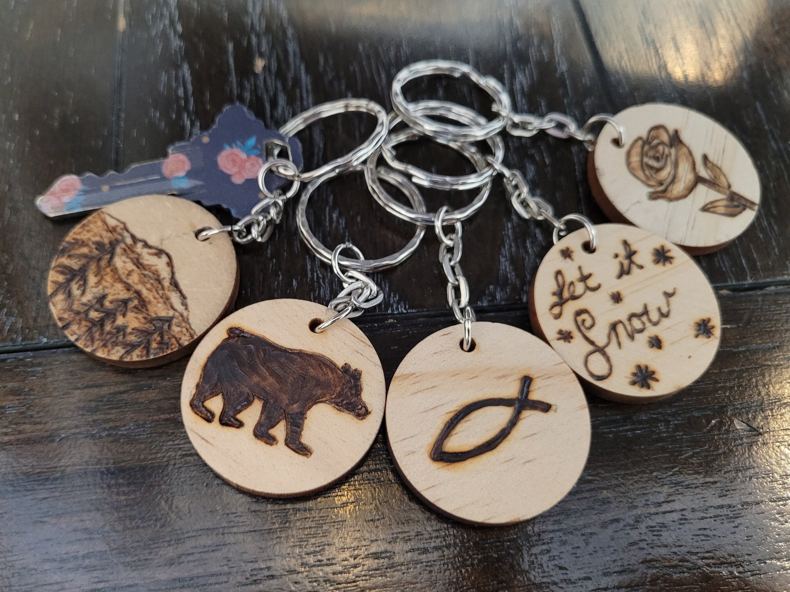 Handmade Wood Burned Keychains (choose Style or Customize!) - Etsy
