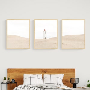 Set of 3 Lighthouse Print, Lighthouse Wall Print, Minimalist Landscape Print, Set of 3 Landscape Art, 3 Piece Wall Art, Lighthouse Wall Art