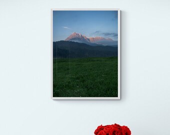 Pink Mountain Wall Art, Pink Mountain Print, Mountain Landscape Print,Landscape Wall Art, Foggy Mountain Wall Art, Fog Mountain Poster