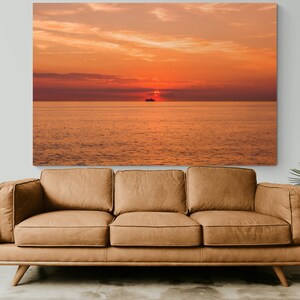 Ocean Wall Art, Sunset Print, Sunset In Ocean Wall Art, Sea And Sunset Print, Orange Sunset, Orange Ocean Poster, Sea Print, Sea Wall Art