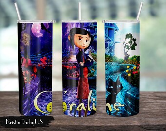 Insulated Tumbler Coraline 20oz Tumbler| Halloween Sublimation Double Walled