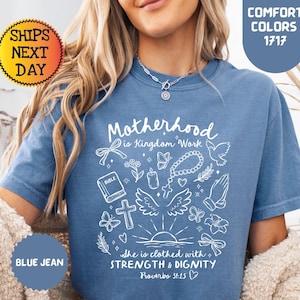 Comfort Colors Christian Mom T-Shirt: Motherhood Is Kingdom Work image 1