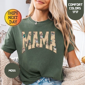 Comfort Colors Hunting Mama Shirt: Camo Duck Graphic Tee