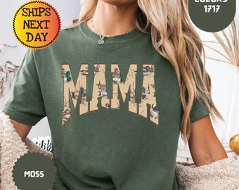 Comfort Colors Hunting Mama Shirt: Camo Duck Graphic Tee