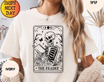 Comfort Colors Skeleton Tarot Card Shirt: The Reader Unisex Tee