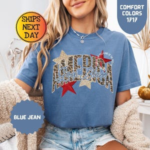 Comfort Colors® God Bless America Shirt, 4th Of July Leopard T-shirt, 250th Anniversary Tee