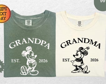 Comfort Colors® Disney Grandma Shirt, Mickey Minnie Couple Tee, Disney Grandpa Shirt, Custom Grandparents Est Shirt, Grammy Shirts
