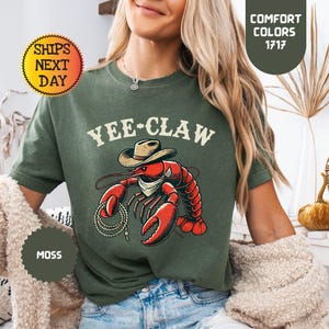 Comfort Colors Yee Claw Crawfishシャツ：カウボーイクラブミームTシャツ 画像 1