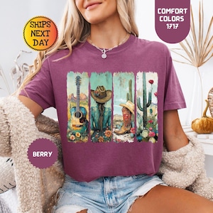Comfort Colors® Vintage Western Shirt, Cowgirl Boots Shirt, Women&#39;s Western Cowgirl Shirt, Trendy Graphic Tee, Women&#39;s T-shirt