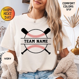 Comfort Colors Baseball Custom Name Shirt, Front Baseball Team Tees, Personalized Baseball Shirt, Baseball Birthday Gift