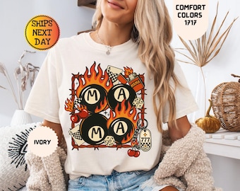 T-shirt Comfort Colors Western Mama: palla 8 retrò e dadi ciliegia