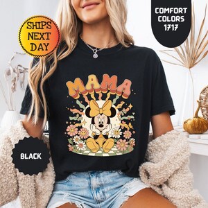 Comfort Colors® Floral Disney Mama Shirt, Spring Mom Tee, Minnie Mouse T-shirt, Mothers Gift image 6