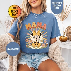 Comfort Colors® Floral Disney Mama Shirt, Spring Mom Tee, Minnie Mouse T-shirt, Mothers Gift image 5