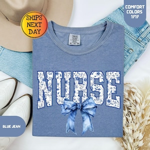 Nurse Comfort Colors® Floral Shirt, Toile Nurse Shirt, RN Shirt, Nurse Graduation Gift, Nurse Week Shirt, Nurse Appreciation, Gift For Nurse
