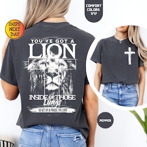 Comfort Colors® You&#39;ve Got A Lion Inside Those Lungs Oversized Vintage Tshirt, Christian God Shirt, Jesus Shirt, Christian Gift