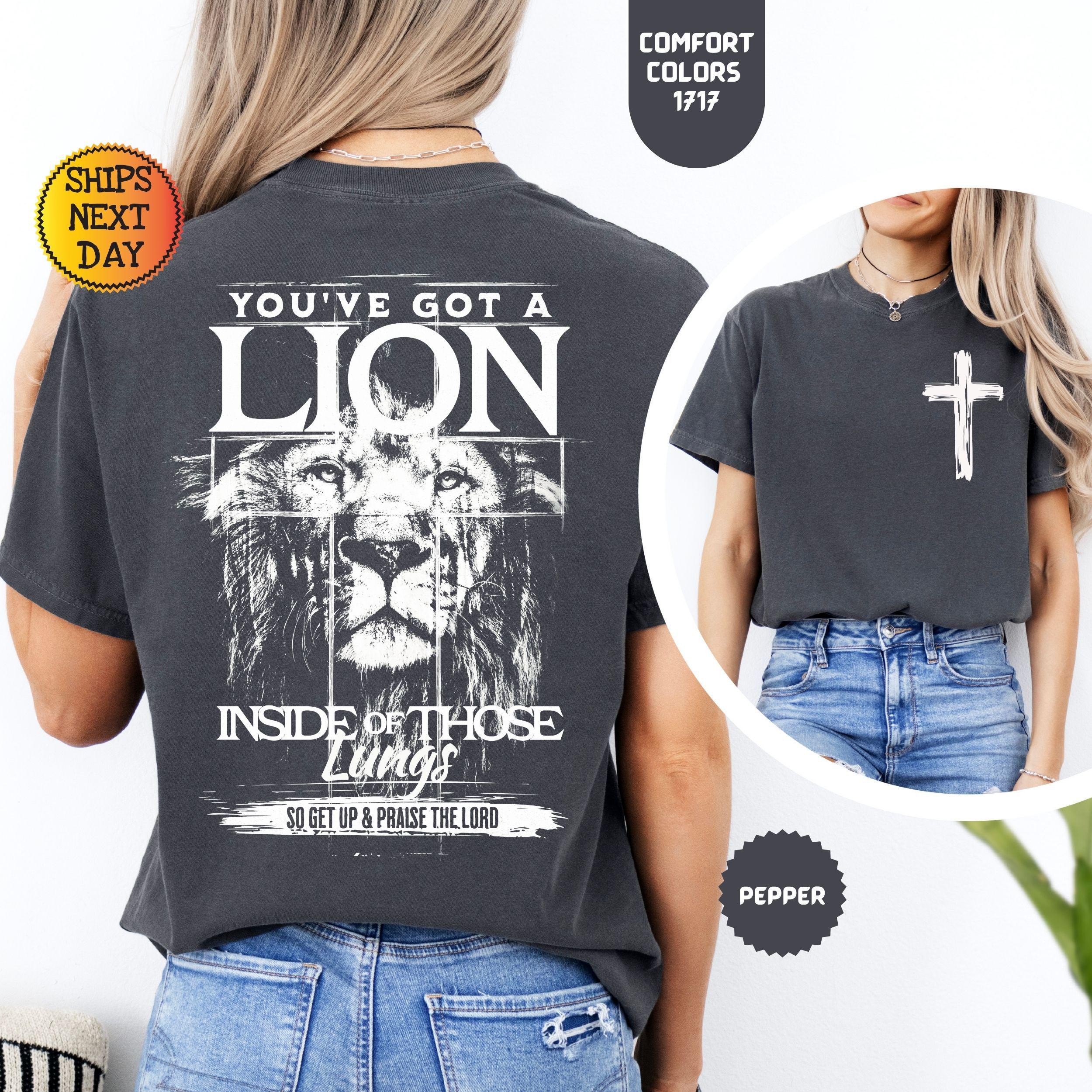 Y*y様 SUNDAY SERVICE Tシャツ グレー Lion Lungs Christian T-shirt: Comfort Colors Oversized Vintage Tee