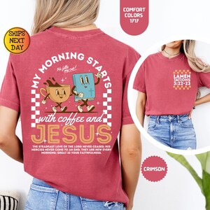 Komfortfärger Kaffe och Jesus-skjorta: Retro kristen t-shirt bild 4