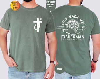 Komfortfarben Christliches T-Shirt: Fischer von Männer Bibelvers