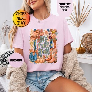 Comfort Colors® Western Fall Shirt, Its Fall Yall T-shirt, Cowgirl Autumn Graphic Tee image 2