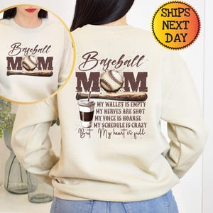 Sudadera con la billetera vacía de Baseball Mom, sudadera con capucha de Baseball Mom, sudadera divertida de Baseball Mom, suéter para el día del juego, regalo para fanáticos del béisbol