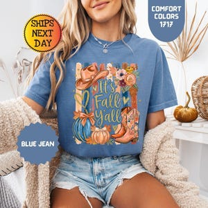 Comfort Colors® Western Fall Shirt, Its Fall Yall T-shirt, Cowgirl Autumn Graphic Tee image 6