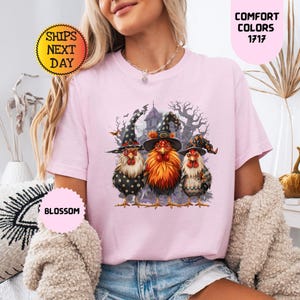 Comfort Colors Halloween Chickens Shirt, Spooky Chicken Halloween Gifts, Western Halloween Shirt, Chicken Lover Gift Tee