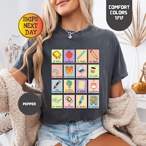 Teacher Comfort Colors Shirt, Maestra Loteria, Maestra Shirt, Dual Language Crew, Bilingual Teacher, Spanish Teacher, Maestra Bilingue Shirt