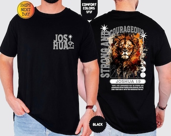 Comfort Colors Joshua 1:9 T-Shirt, Strong and Courageous Lion