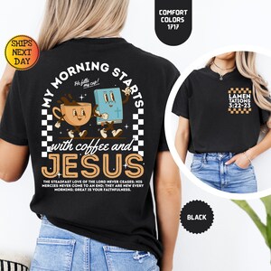 Komfortfärger Kaffe och Jesus-skjorta: Retro kristen t-shirt bild 6