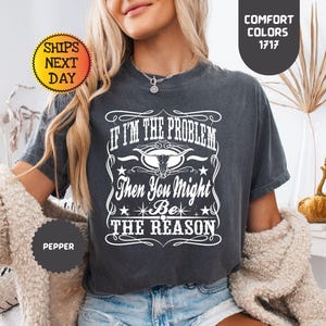 Comfort Colors If I'm The Problem Then You Might Be The Reason Shirt, Western Retro Shirt, Country Music Shirt, Concert Shirt, Aesthetic Tee