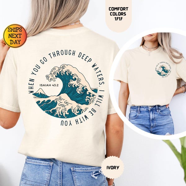Chemise chrétienne Comfort Colors : design vague de versets bibliques