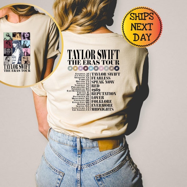 Chemise concert recto-verso de la tournée Eras, chemise Taylor Swift, T-shirt Ts Merch, t-shirt Swiftie Tour, sweat-shirt concert de la tournée Eras, cadeau de fan Taylor