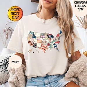 Comfort Colors® Amerika Karte Shirt, Retro USA Shirt, Bibel Vers USA Karte Shirt, Floral Amerika Shirt, Unabhängigkeit Shirt, 4. Juli Shirt