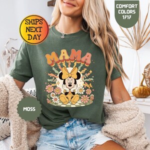 Comfort Colors® Floral Disney Mama Shirt, Spring Mom Tee, Minnie Mouse T-shirt, Mothers Gift image 2