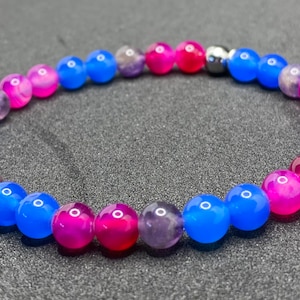 Bisexual Pride Flag Beaded Gemstone Bracelet