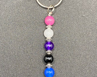 Genderfluid Beaded Gemstone Keychain