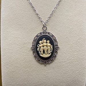 Black and Ivory Three Muses Cameo Necklace