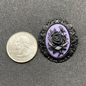 Purple and Black Rose Cameo Brooch image 3